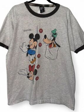 Vintage 90s Disney Mickey Mouse ringer tee t-shirt size large